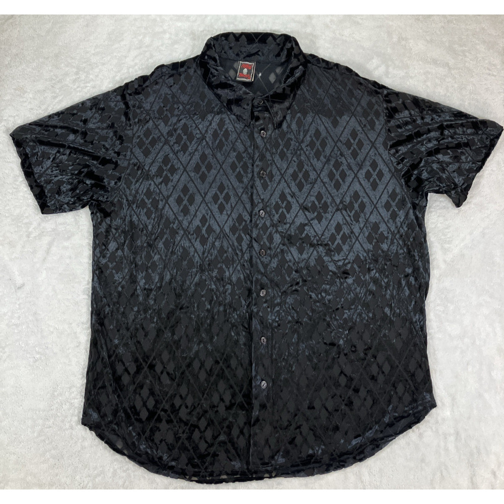 Vtg Morbid Threads Black Velvet Sheer Shirt Goth … - image 1
